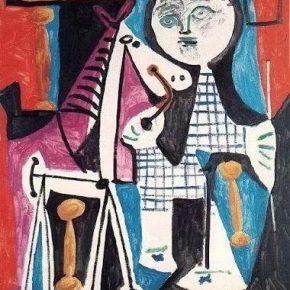 Pablo Picasso (1949): « bambino con cavallo a rotelle ».